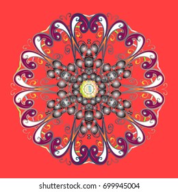 Snowflake doodle graphic hand-drawn. Colorful snowflakes for christmas winter design. Vector illustration.