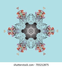 Snowflake doodle graphic hand-drawn. Colorful snowflakes for christmas winter design. Vector illustration.