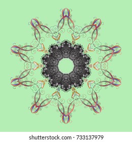 Snowflake doodle graphic hand-drawn. Colorful snowflakes for christmas winter design. Vector illustration.