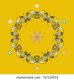 Snowflake doodle graphic hand-drawn. Colorful snowflakes for christmas winter design. Vector illustration.