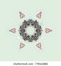 Snowflake doodle graphic hand-drawn. Colorful snowflakes for christmas winter design. Vector illustration.