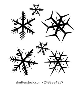Icono de garabato copo de nieve. Navidades copo de nieve doodle Vector
