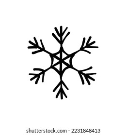icono del garabato de copo de nieve, ilustración dibujada a mano