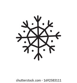 snowflake doodle icon, vector illustration