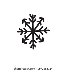 icono del doodle copo de nieve, ilustración vectorial