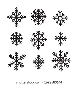 Snowflake Doodle Icon, Vector Illustration