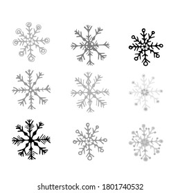 doodle de copo de nieve sobre fondo blanco