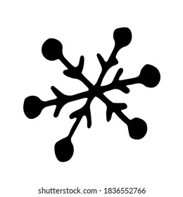 Copo de nieve al estilo de doodle. Dibujo manual. Vector.
