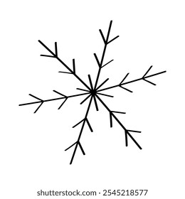 Snowflake doodle style icon for winter design. Vector illustration hand drawn isolated on white background.