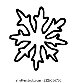 Snowflake doodle style vector illustration isolated on white background. Winter hand drawn graphic