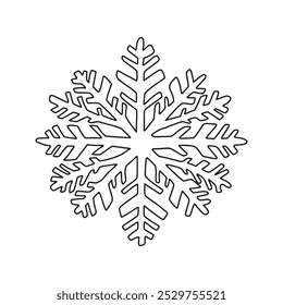 Floco de neve em estilo doodle. Ilustração vetorial sobre fundo branco