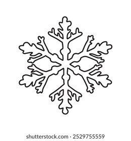 Copo de nieve en estilo doodle. Ilustración vectorial sobre fondo blanco