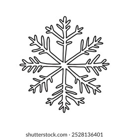 Floco de neve em estilo doodle. Vetor, isolado