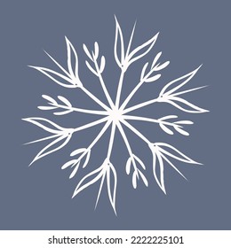 Snowflake al estilo de doodle, decoración de vacaciones de invierno al fondo.