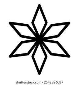 Vector Doodle de copo de nieve. Icono de Navidades. Símbolo de Navidades, Año Nuevo, Días festivos, invierno. Cristal de nieve negro simple. Ilustración vectorial lineal