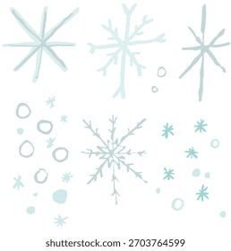 Snowflake doodles, hand drawn festive illustrations