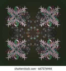 Snowflake doodles. Snow crystal regular texture. Winter, New Year, Christmas simple design on a background. Vector ornamental pattern with stylized snowflakes.
