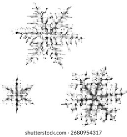 Snowflake Dotted Halftone Vector Blue Winter Design
