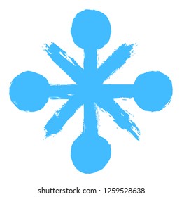 Snowflake  . Drawing of a snow flake hand-drawn bold brushstroke. Quick and easy sketching or technique imitating children's drawing. Design graphic element vector illustration EPS file