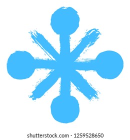 Snowflake  . Drawing of a snow flake hand-drawn bold brushstroke. Quick and easy sketching or technique imitating children's drawing. Design graphic element vector illustration EPS file