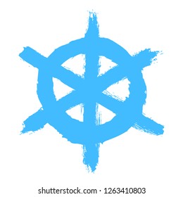 Snowflake is drawn by hand paint brushstroke. Quick sketching in a technique that imitates the immediacy and impulsiveness children's drawing. Design graphic element is saved as a vector illustration