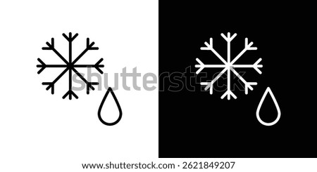 Snowflake droplets icon concept stroke on white background