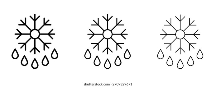 Snowflake droplets icon linear style sign for mobile concept and web design.