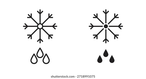Icono de las gotas del copo de nieve para el App móvil, diseños editables