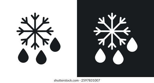 Snowflake droplets icon symbol collection on white background.