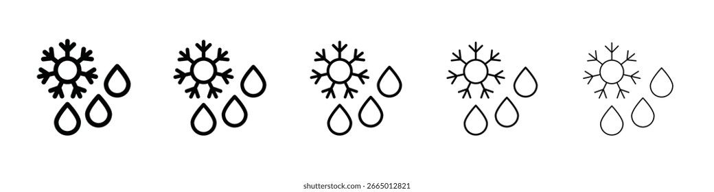 Ícone de gotículas de floco de neve Conceito de símbolo para web design.ícone de vetor de linha simples. ilustração de logotipo.