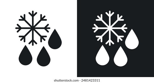 Schneeflocken-Tröpfchen-Vektorgrafik-Symbol in Schwarz gesetzt.