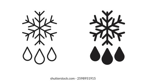 Snowflake droplets vector line icon illustration collection.