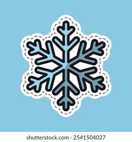 Vector editable de la etiqueta engomada del estilo de la historieta del copo de nieve