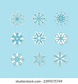 conjunto de pegatinas decorativas de elementos copos de nieve 