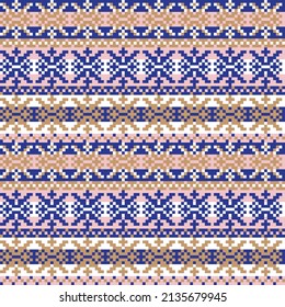 Snowflake fair isle pattern design for fashion textiles, knitwear and graphics