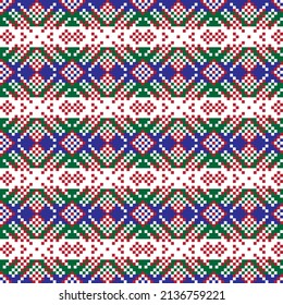 Snowflake fair isle pattern design for fashion textiles, knitwear and graphics. Elements interchangeable.