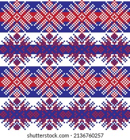Snowflake fair isle pattern design for fashion textiles, knitwear and graphics. Elements interchangeable.