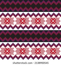Snowflake fair isle pattern design for fashion textiles, knitwear and graphics. Elements interchangeable.