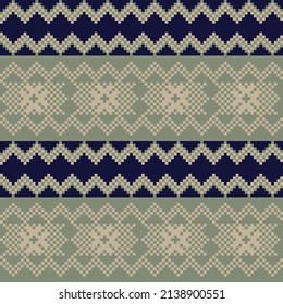 Snowflake fair isle pattern design for fashion textiles, knitwear and graphics. Elements interchangeable.