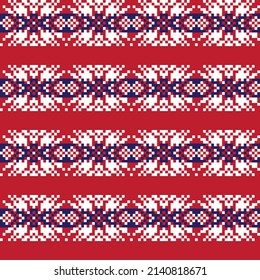 Snowflake fair isle pattern design for fashion textiles, knitwear and graphics. Elements interchangeable.