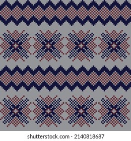 Snowflake fair isle pattern design for fashion textiles, knitwear and graphics. Elements interchangeable.