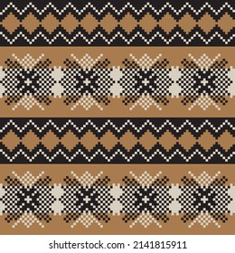 Snowflake fair isle pattern design for fashion textiles, knitwear and graphics. Elements interchangeable.