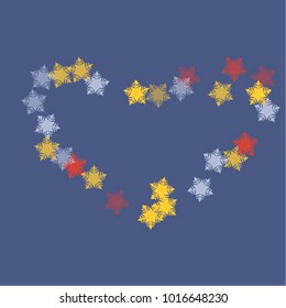 Snowflake fall which consists of isolated elements. Stylish, consist of beautiful elements in snowflake fall. Can be used as print, wallpaper, cards, poster, logo, background