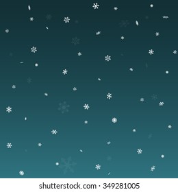 Snowflake Falling Background Simple Vector Blue