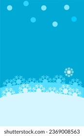 Snowflake falling and covering land and  curve hill with blue sky in background, Snow in Silent Night, Illustration vector graphic for winter with Christmas and New Year