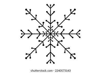 Snowflake falling hand drawn isolated  on png or transparent  background. Graphic resources for Christmas, New Year, Birthdays and luxury card. Vector illustration 