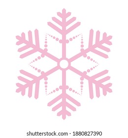 Schneeflocke. Festliche Verzierung. Vektorgrafik. Einziger weißer Hintergrund. Flacher Stil. Ein zerbrechlicher Kristall mit komplizierter Form. 