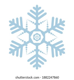 Snowflake. Festive ornament. Vector illustration. Isolated white background. Flat style. A fragile crystal of intricate shape. Frostwork. Snow flakes. The frozen star. Soft color. Arctic icon. 