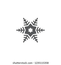 Snowflake filled flat icon. Sign for web and mobile design. Vector illustration. Christmas, winter, holiday symbol.