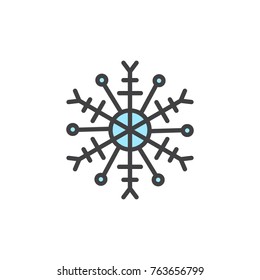 Snowflake filled outline icon, line vector sign, linear colorful pictogram isolated on white. Snow symbol, logo illustration. Pixel perfect vector graphics